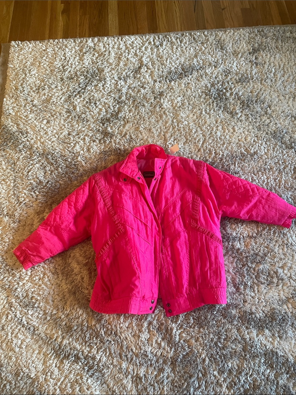 Vintage Neon Hot Pink Windbreaker Jacket Women’s M 80s 90s